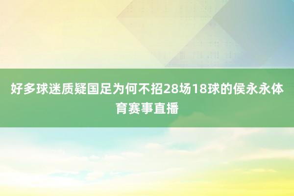 好多球迷质疑国足为何不招28场18球的侯永永体育赛事直播