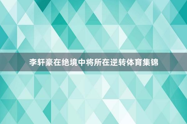 李轩豪在绝境中将所在逆转体育集锦