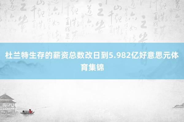 杜兰特生存的薪资总数改日到5.982亿好意思元体育集锦