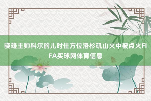 骁雄主帅科尔的儿时住方位洛杉矶山火中被点火FIFA买球网体育信息