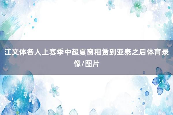 江文体各人上赛季中超夏窗租赁到亚泰之后体育录像/图片