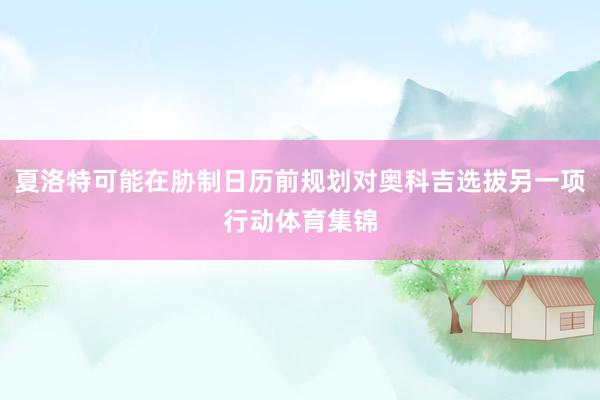 夏洛特可能在胁制日历前规划对奥科吉选拔另一项行动体育集锦