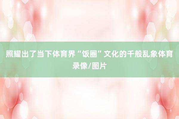 照耀出了当下体育界“饭圈”文化的千般乱象体育录像/图片