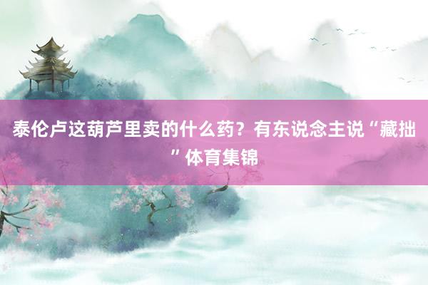 泰伦卢这葫芦里卖的什么药？有东说念主说“藏拙”体育集锦