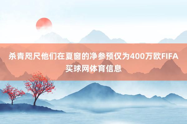 杀青咫尺他们在夏窗的净参预仅为400万欧FIFA买球网体育信息